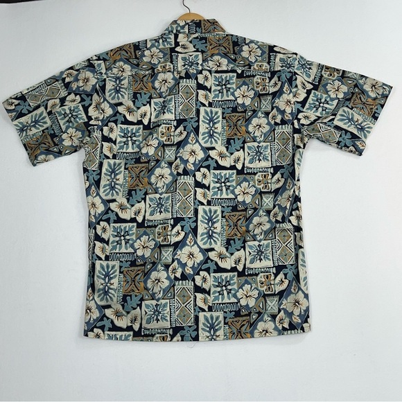 Pierre Cardin Men's Blue and Brown Hawaiian Patterned Shirt size Medium - Picture 3 of 13